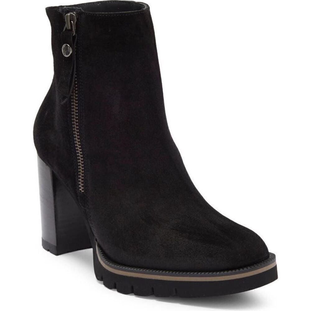 Paul Green Women's Black Suede Leather Side Zip Sloane Lug Sole Bootie Size 9